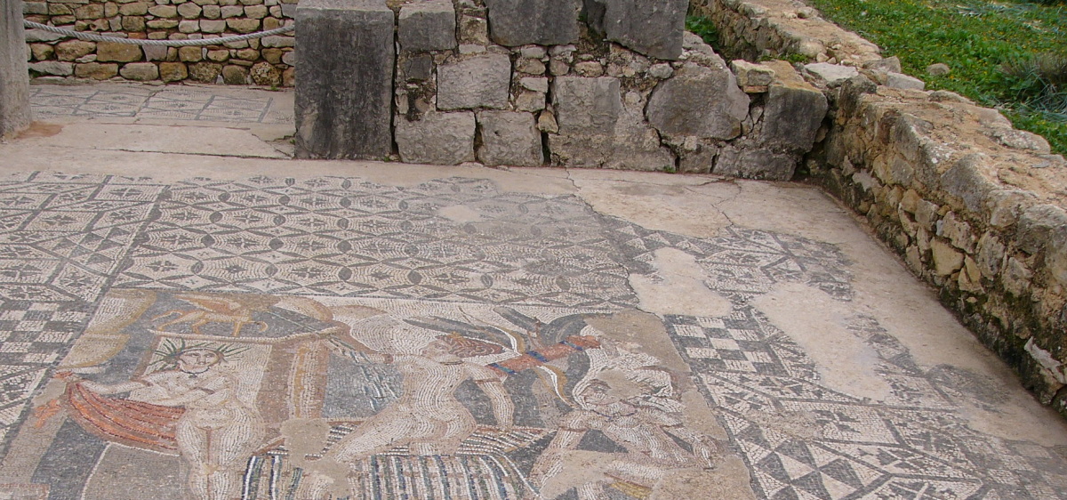 Mozaika Diany i jej nimfy zaskoczona przez Akteona podczas kąpieli, z Domu Wenus